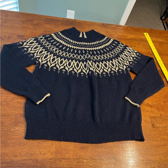 Joules navy gold Knit Sweater jumper mock neck womens size 8 - Picture 8 of 9